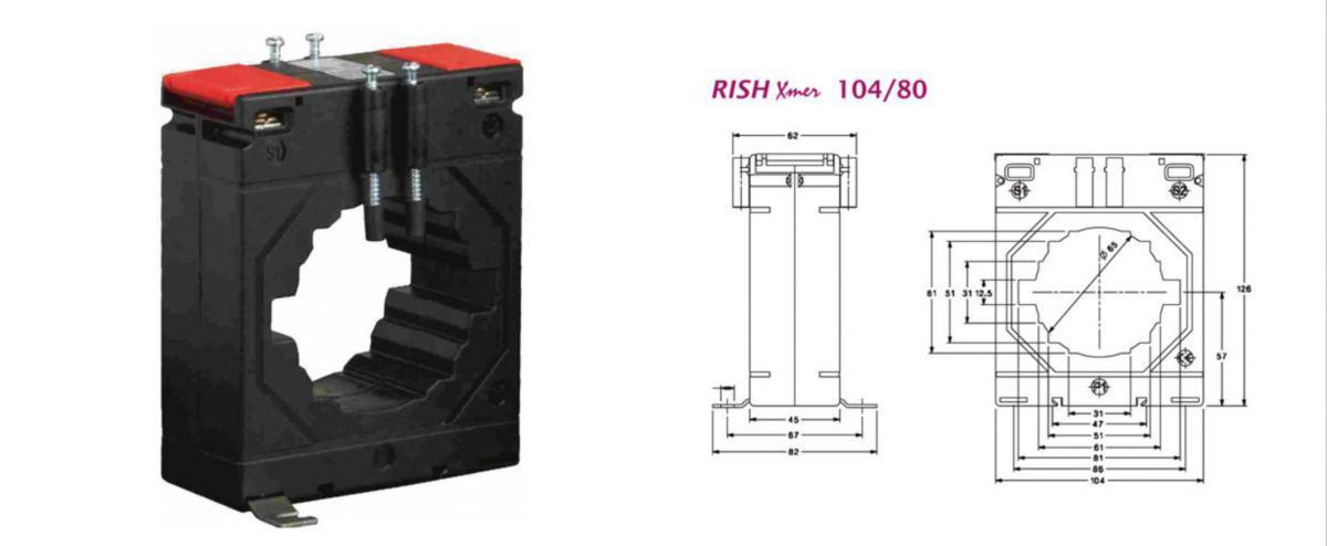 Strömtrafo XMER104 Rishabh - STRÖMTRANSFORMATOR RISHABH XMER104/80-800/5A