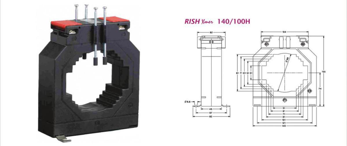 Strömtrafo XMER140 Rishabh - STRÖMTRANSFORMATOR RISHABH XMER140/100H-1600/5A