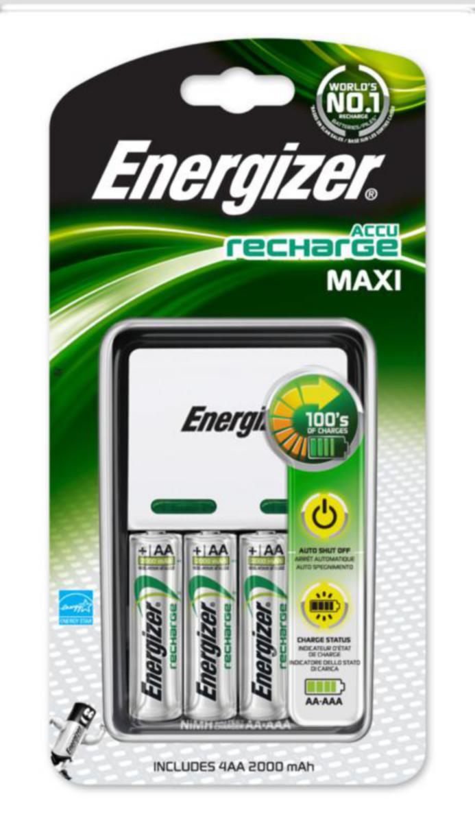 Laddare Energizer® - LADDARE NIMH ENERGIZER MAXI 4AA 2000mAh