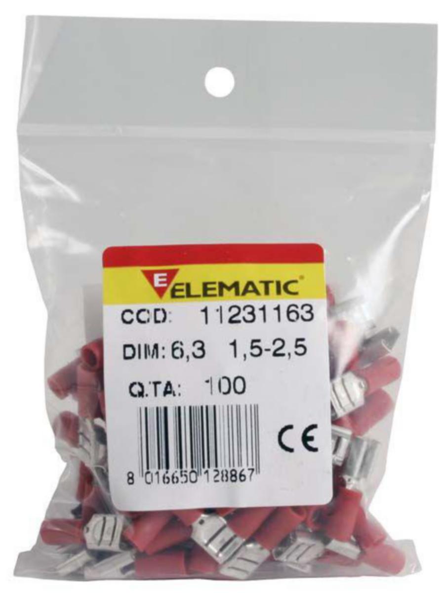 Flatstifthylsa hona Elematic - FLATANSLUTNING ELEMATIC 0.25-1.5mm2 6.6mm/0.8 100st