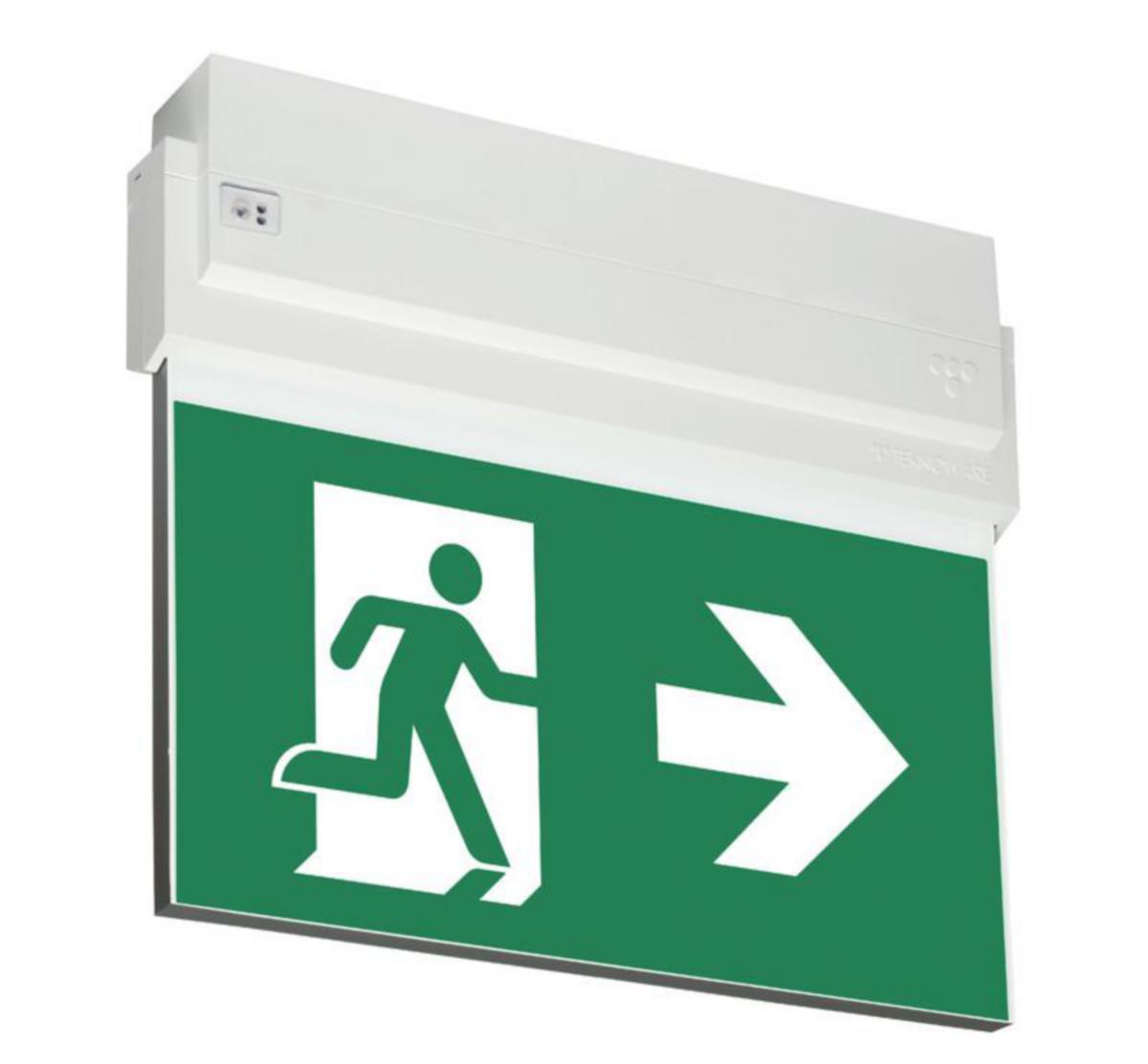 Nödutgångsarmatur Teknoware Opas 80, med piktogramset, 2-sidor, pil åt sidan, 30m - EXITARMATUR TEKNOWARE OPAS 80 Y8053WA143 3H 30M